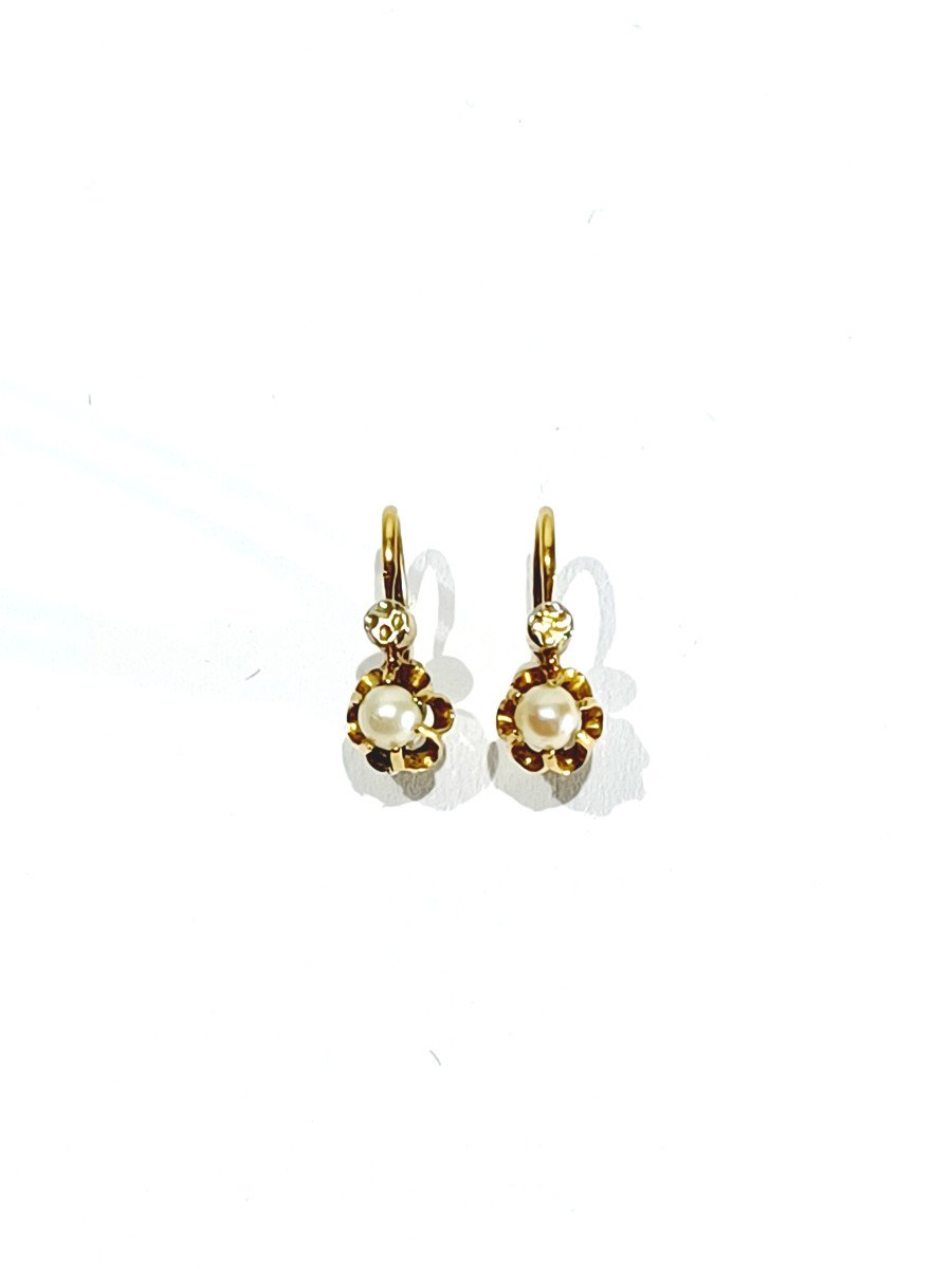 Pair Of Gold And Pearl Earrings  -photo-3