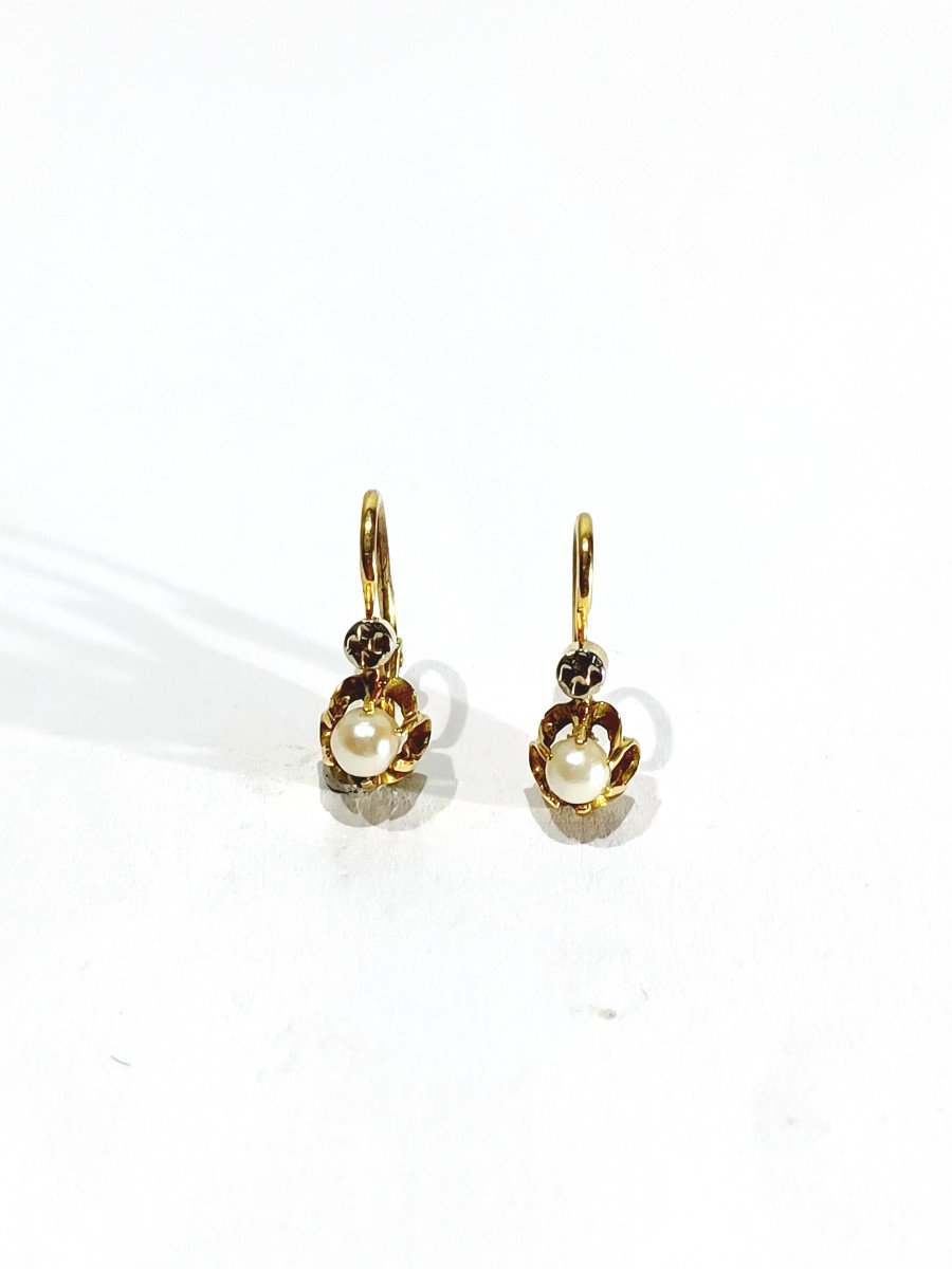 Pair Of Gold And Pearl Earrings  