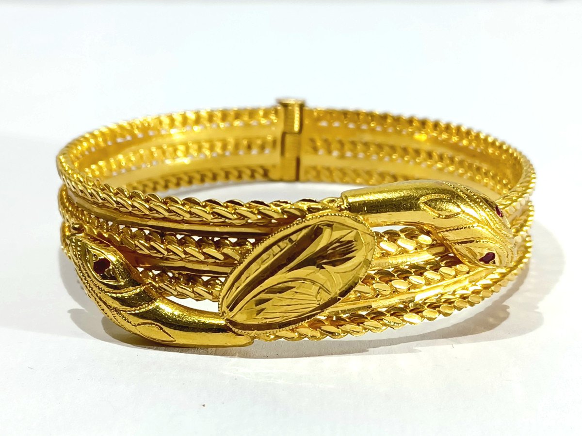 Snake Bracelet In Gold And Ruby-photo-2