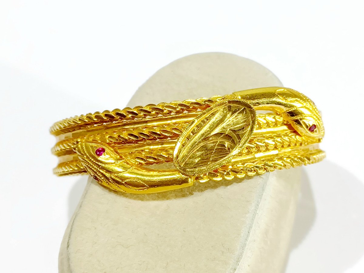 Snake Bracelet In Gold And Ruby-photo-6