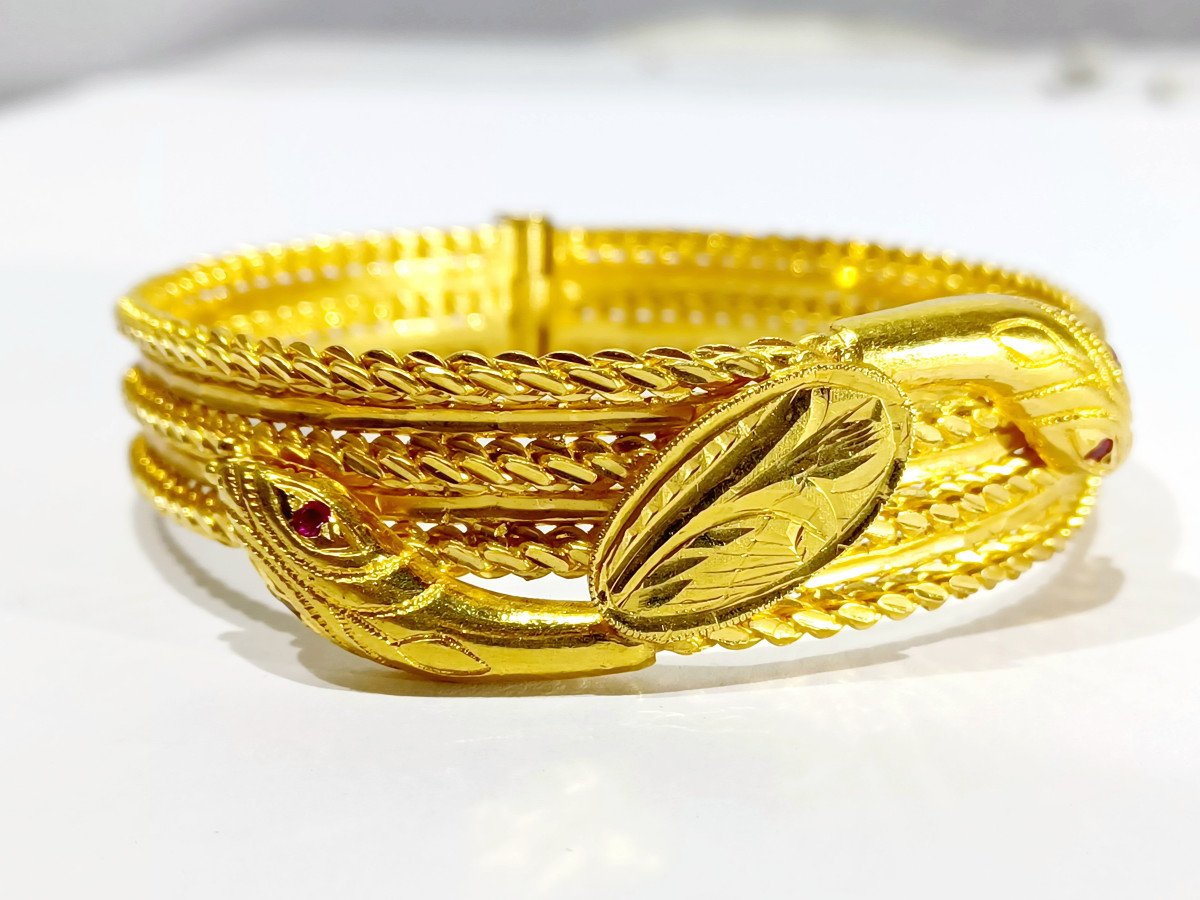 Snake Bracelet In Gold And Ruby