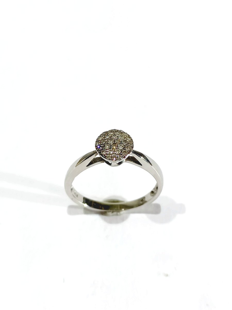 White Gold Ring With Diamond Paving -photo-3