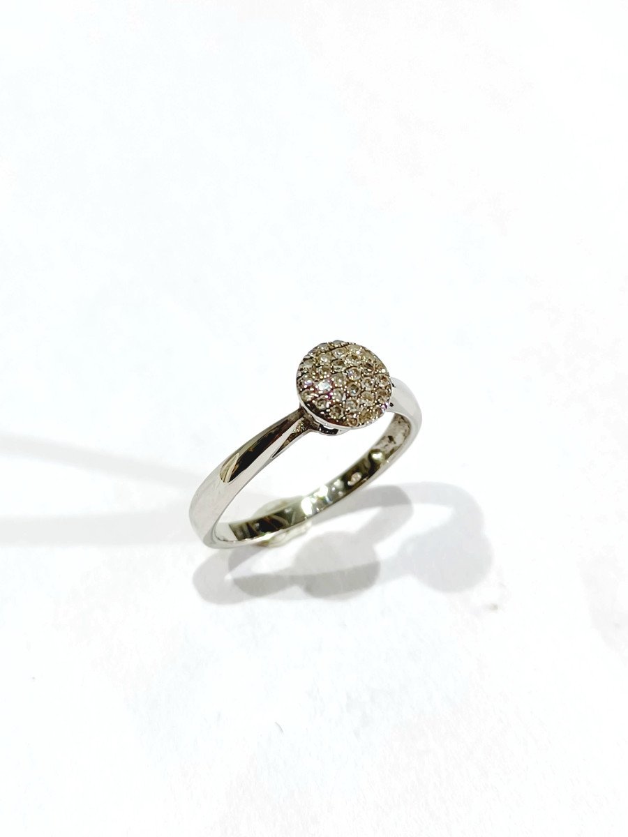 White Gold Ring With Diamond Paving -photo-4