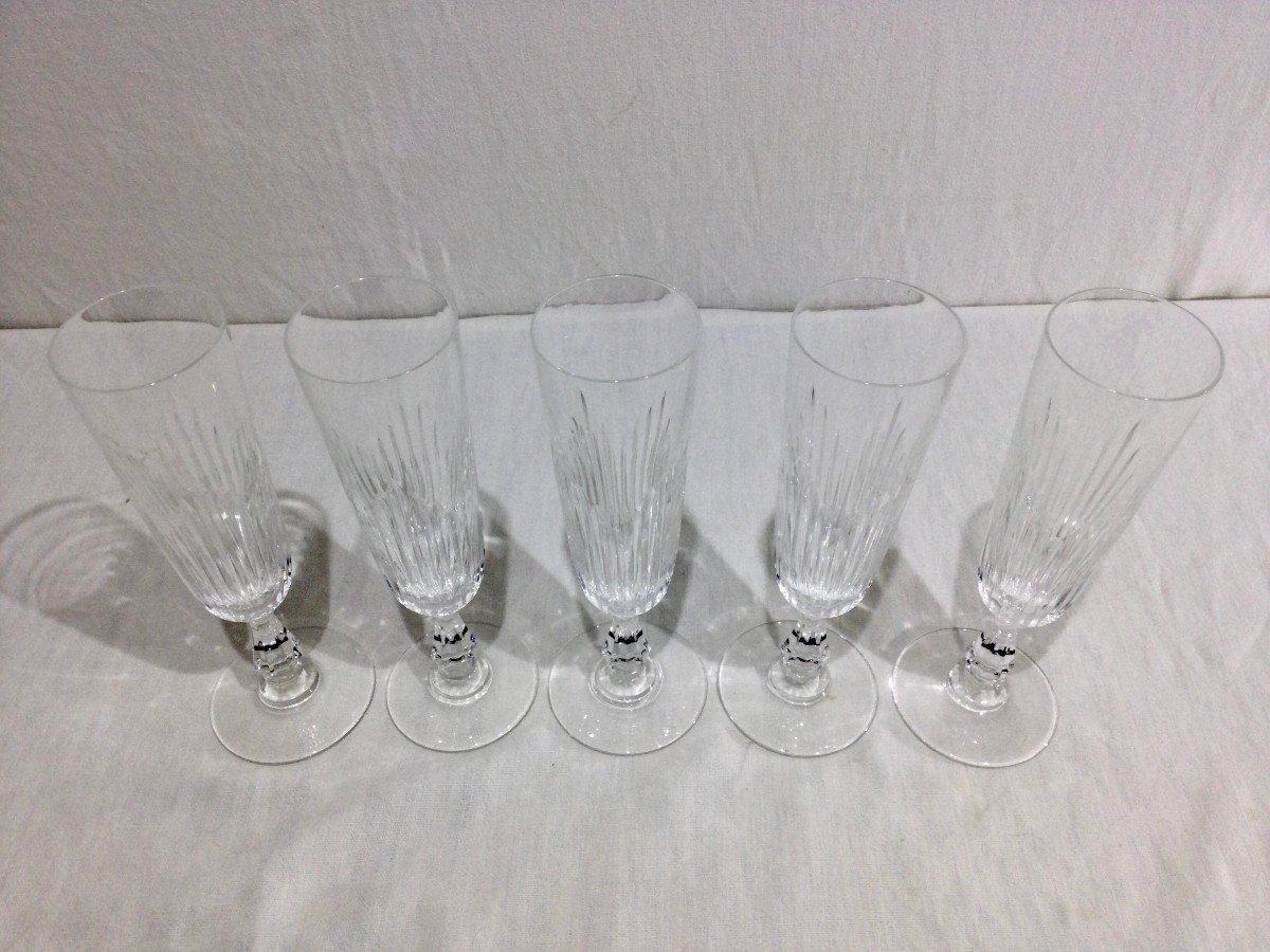 Saint Louis – 5 Crystal Champagne Flutes Liane Model-photo-2