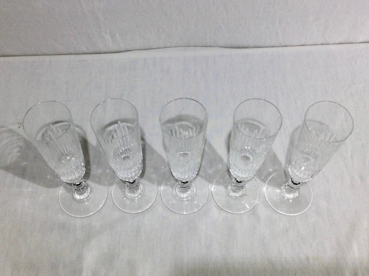 Saint Louis – 5 Crystal Champagne Flutes Liane Model-photo-3