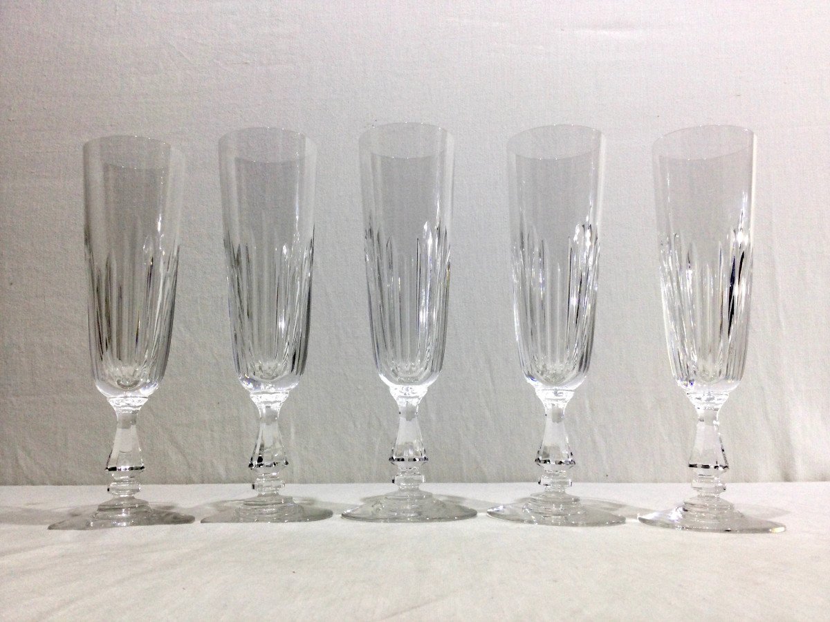 Saint Louis – 5 Crystal Champagne Flutes Liane Model-photo-4