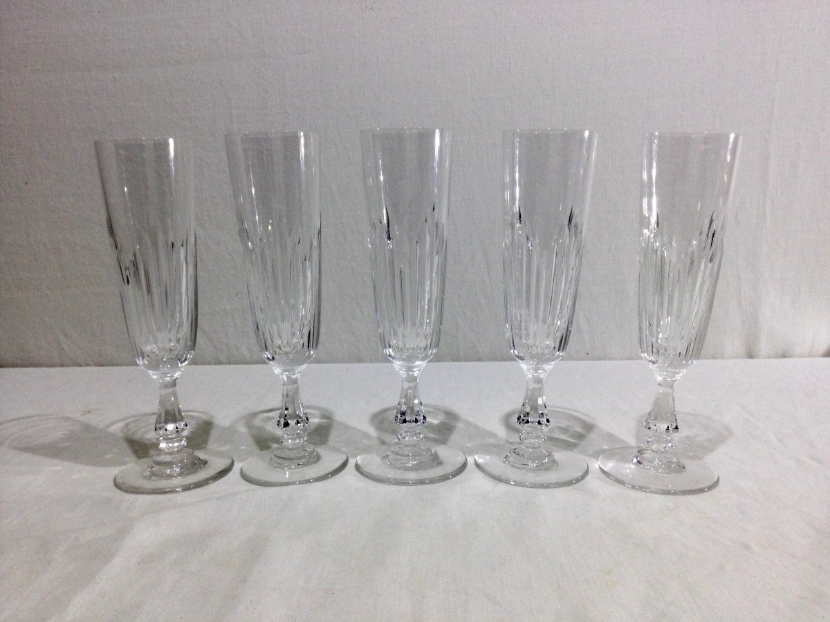 Saint Louis – 5 Crystal Champagne Flutes Liane Model