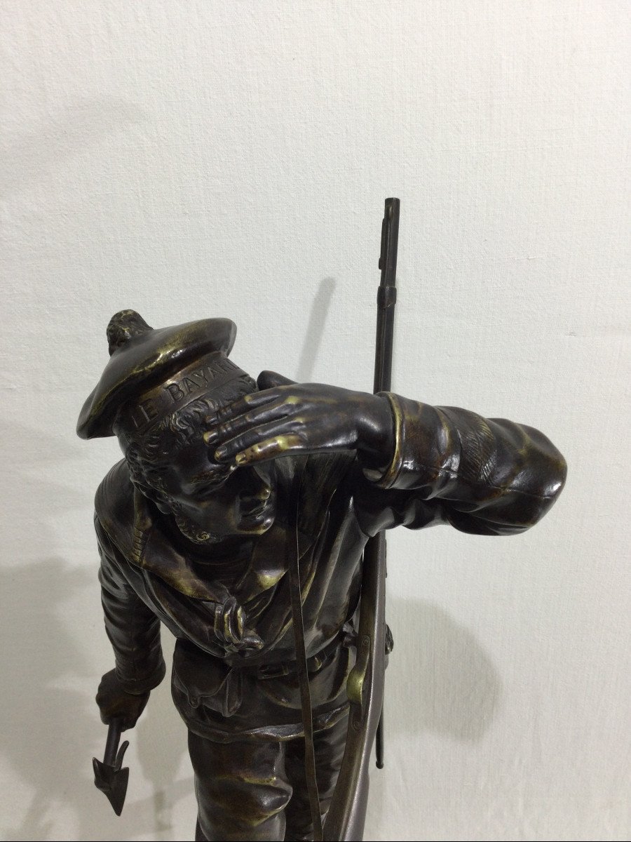 Charles Anfrie - Sculpture En Bronze Fusilier Marin « En éclaireur »-photo-2