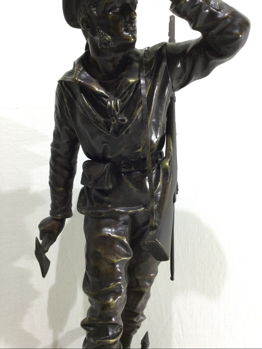 Charles Anfrie - Sculpture En Bronze Fusilier Marin « En éclaireur »-photo-4