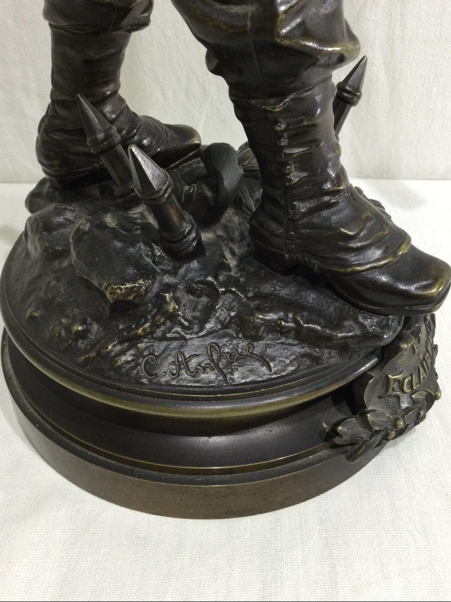 Charles Anfrie - Sculpture En Bronze Fusilier Marin « En éclaireur »-photo-2