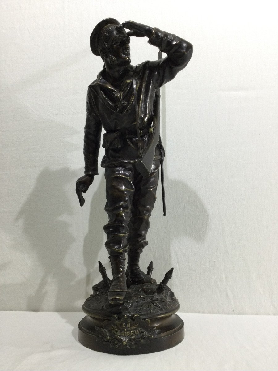 Charles Anfrie - Sculpture En Bronze Fusilier Marin « En éclaireur »