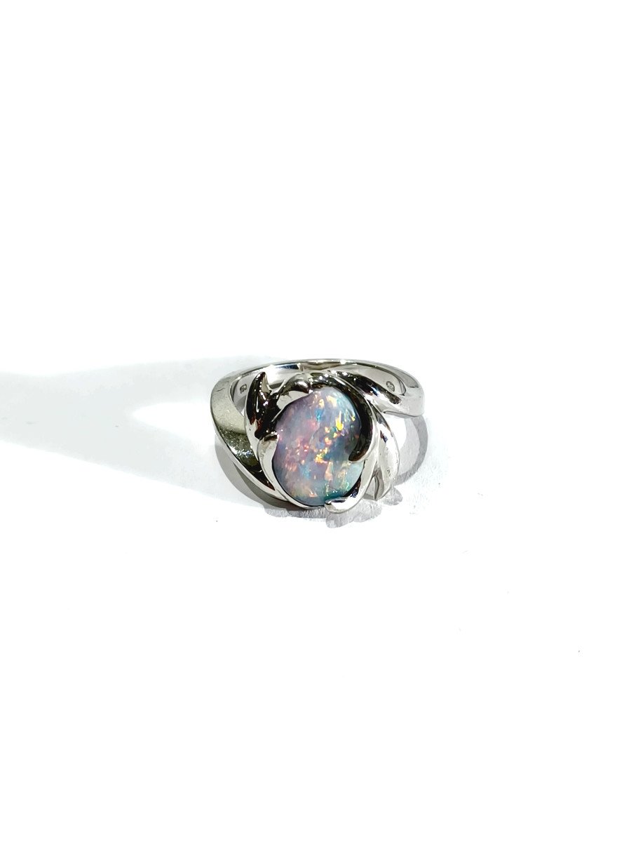 Bague Or Blanc Et Opale -photo-1