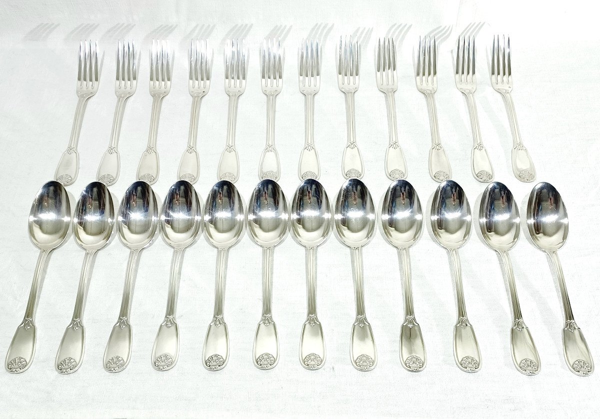 12 Louis XIV Style Silver Cutlery-photo-2