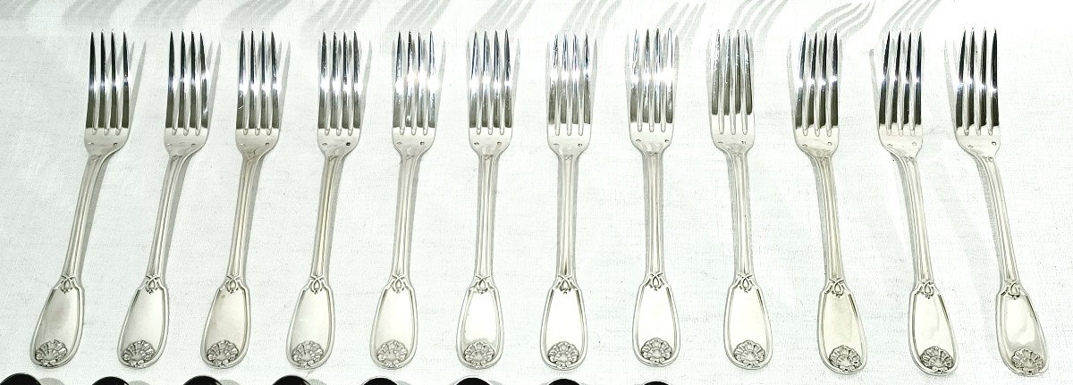 12 Louis XIV Style Silver Cutlery-photo-3