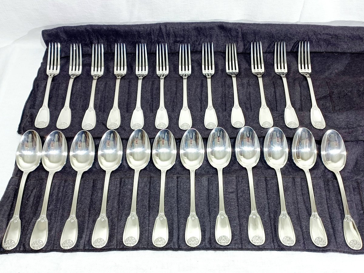 12 Louis XIV Style Silver Cutlery-photo-2