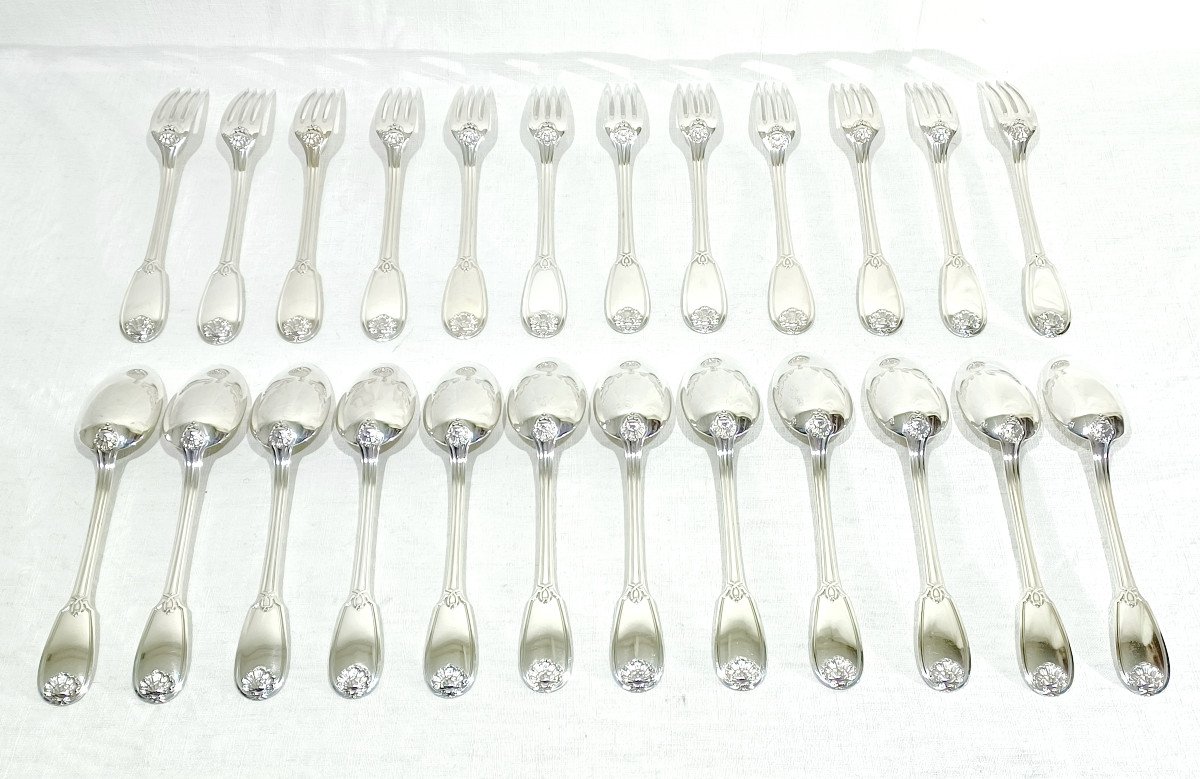 12 Louis XIV Style Silver Cutlery-photo-4