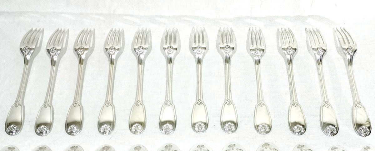 12 Louis XIV Style Silver Cutlery-photo-5