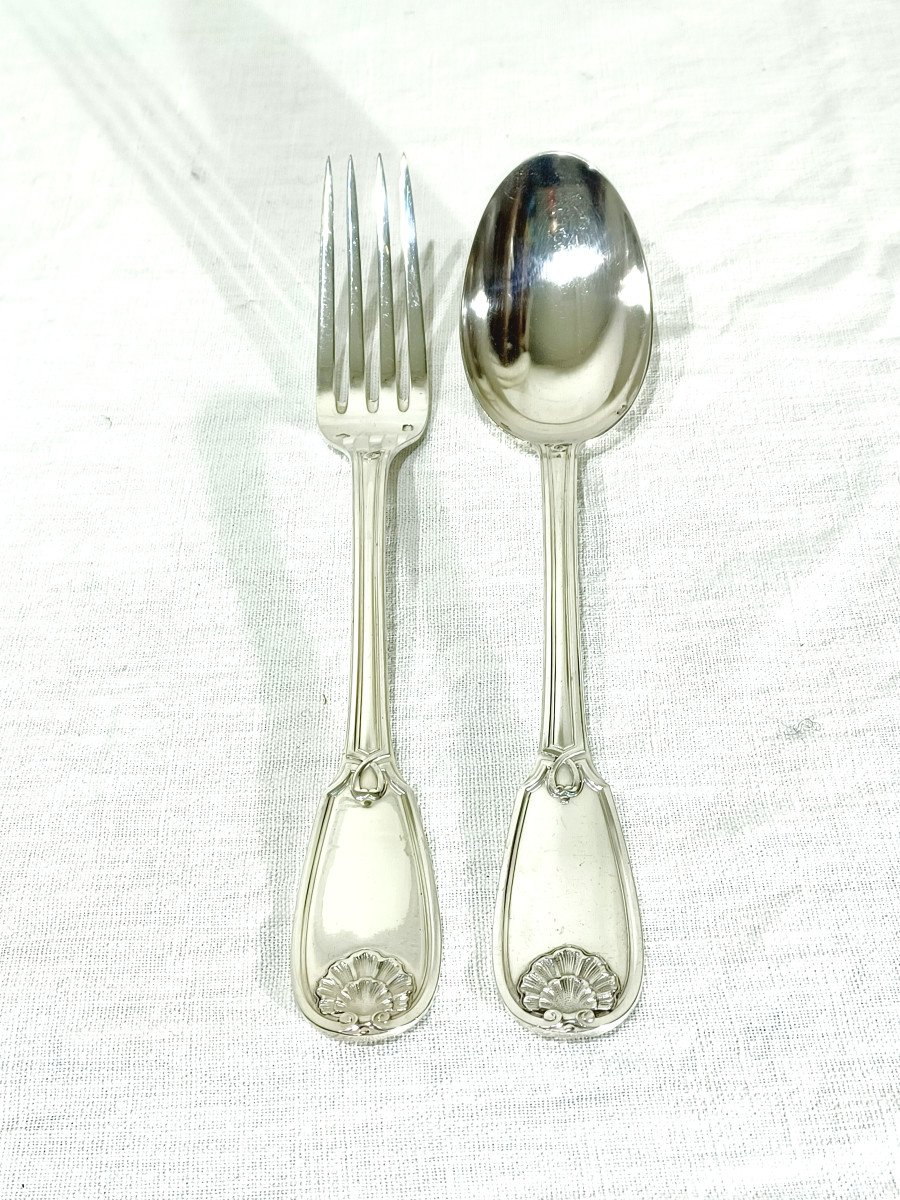 12 Louis XIV Style Silver Cutlery