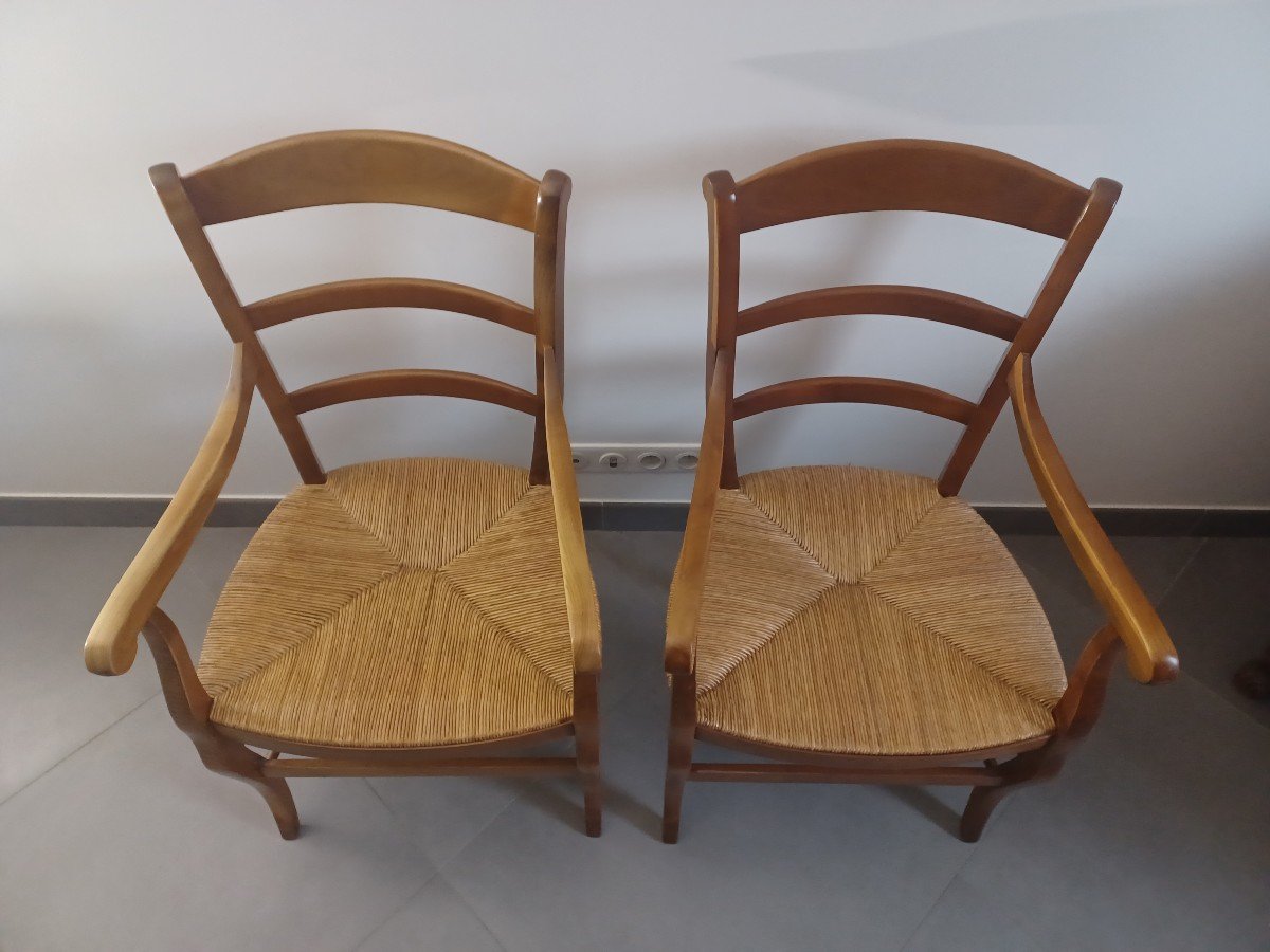 Pair Of Cherry Wood Armchairs-photo-3