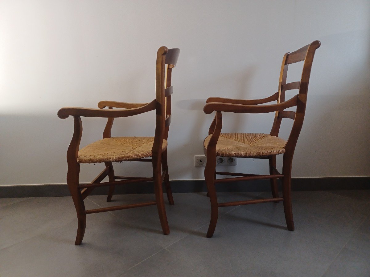 Pair Of Cherry Wood Armchairs-photo-1