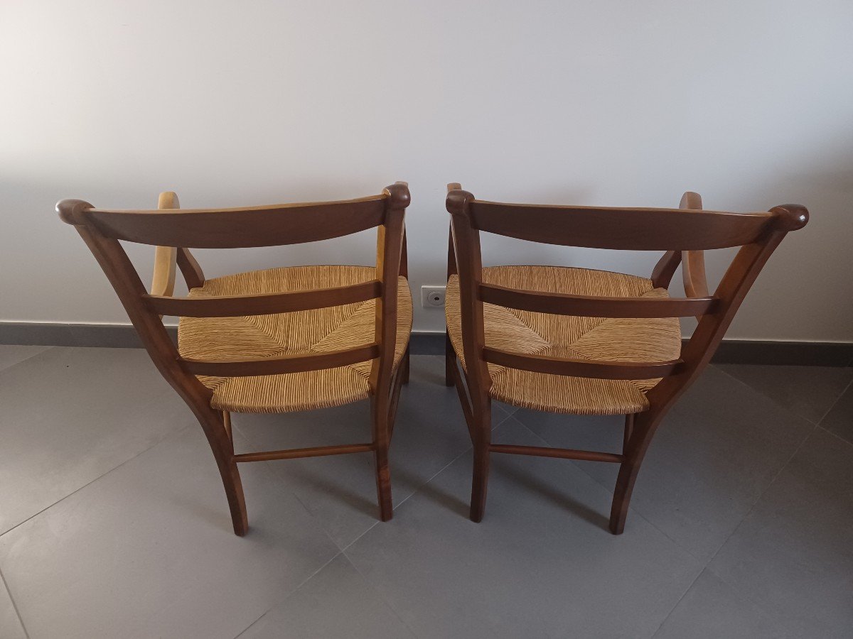 Pair Of Cherry Wood Armchairs-photo-3