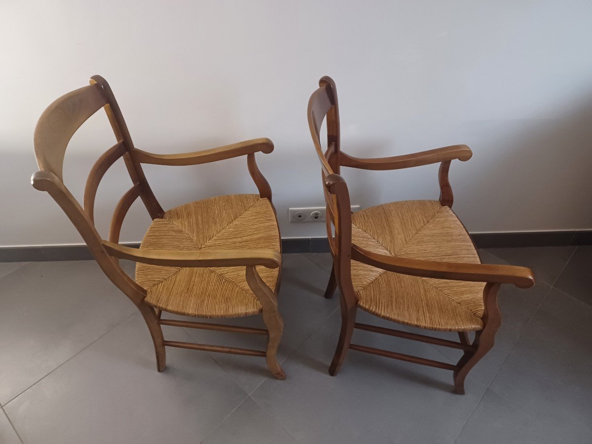 Pair Of Cherry Wood Armchairs-photo-4