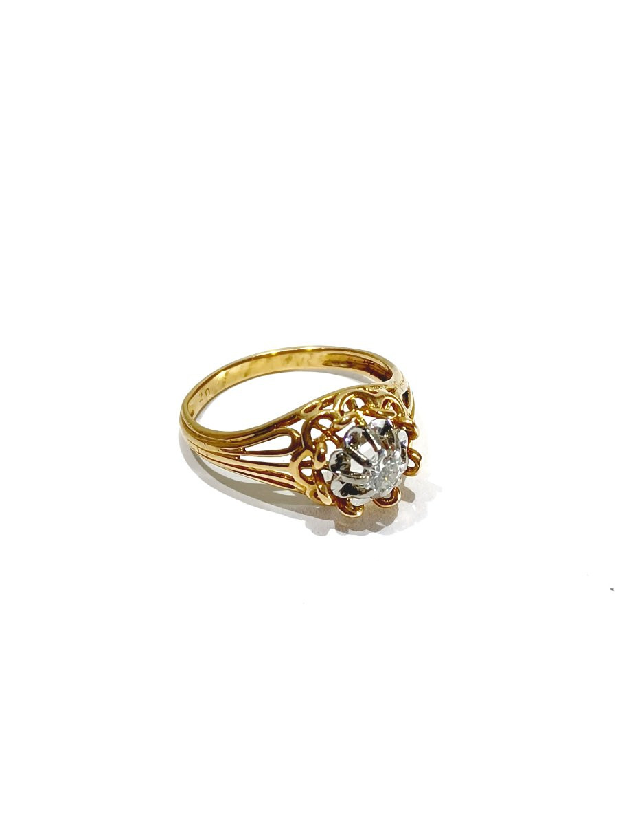 Bague En Or Rose Et Diamant-photo-5