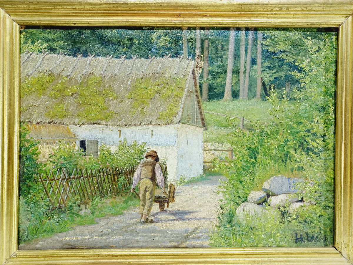 H. Viss – Huile Sur Toile « Paysage De Campagne »-photo-2