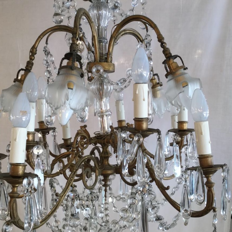 Lustre 15 Lumieres Bronze Et Cristal -photo-4