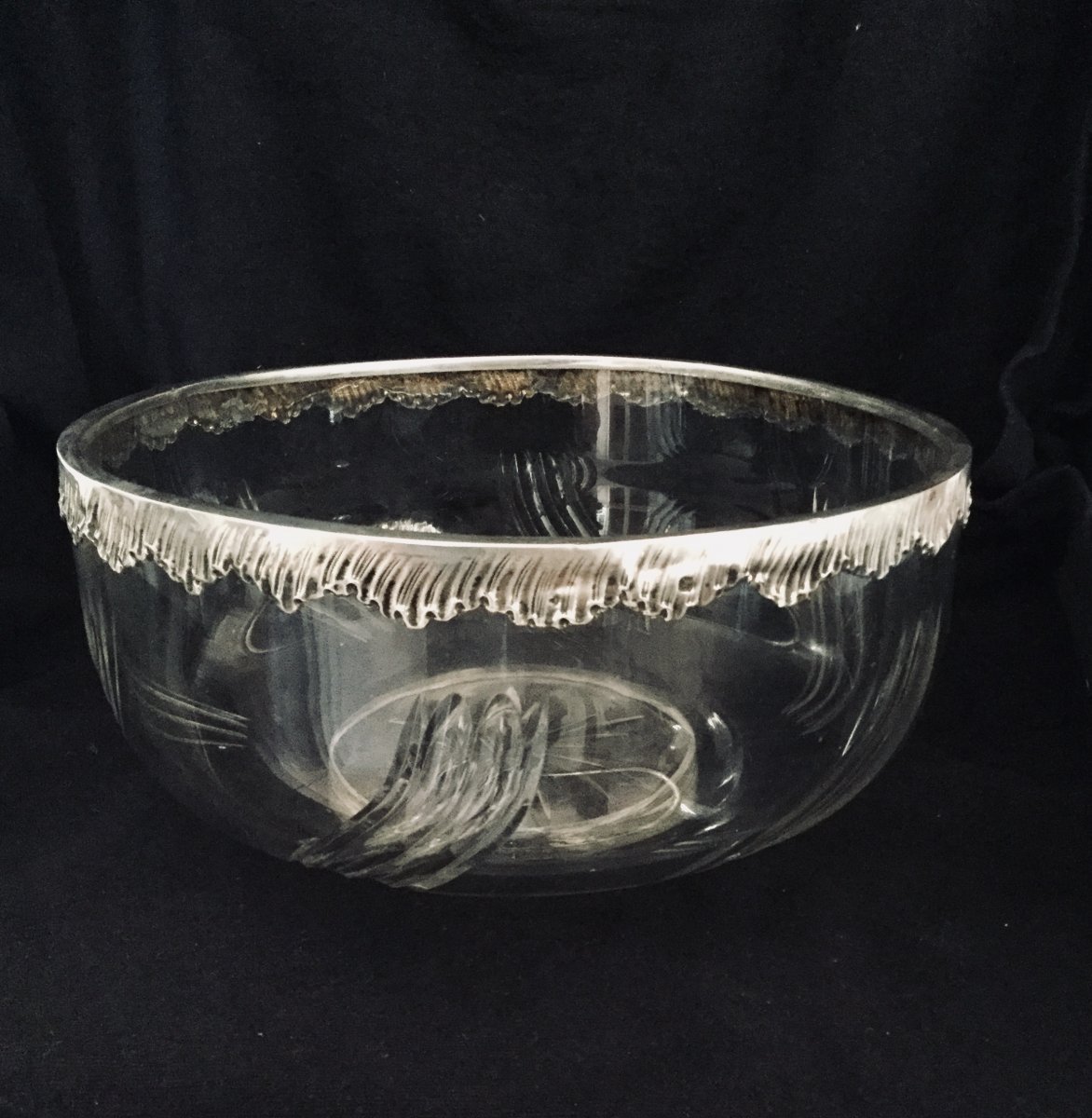 Salad Bowl In Crystal And Silver-photo-2