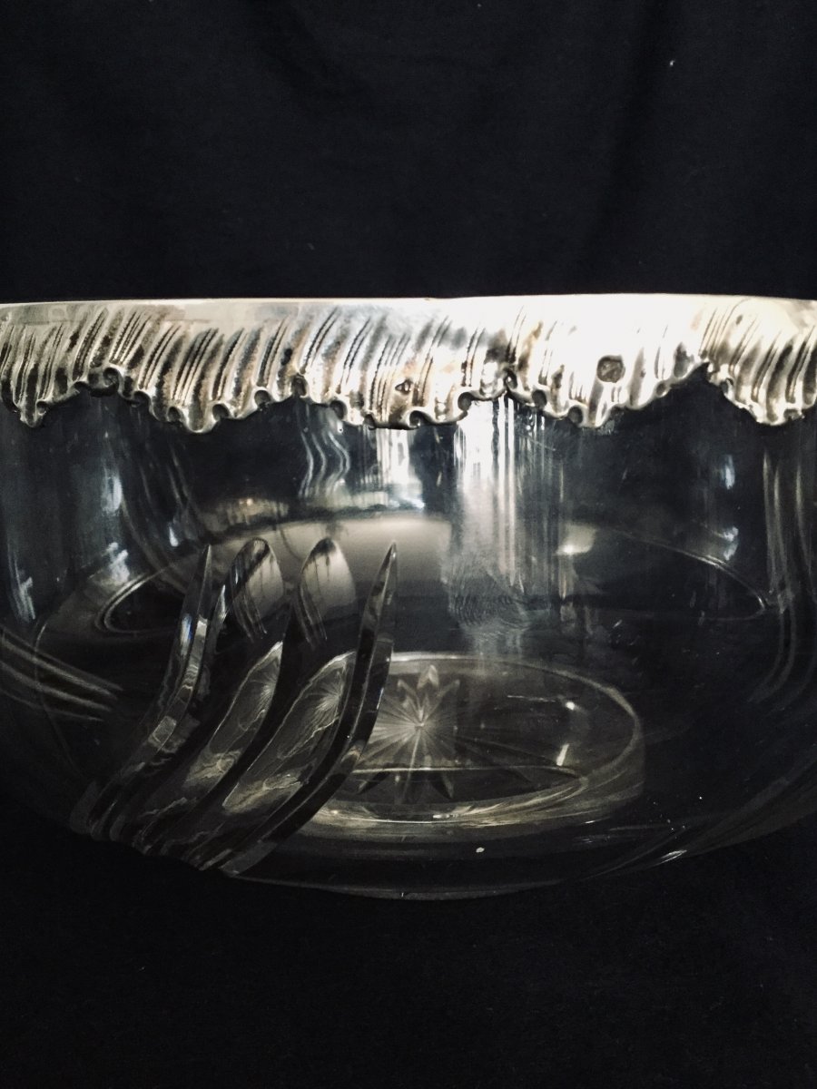 Salad Bowl In Crystal And Silver-photo-3