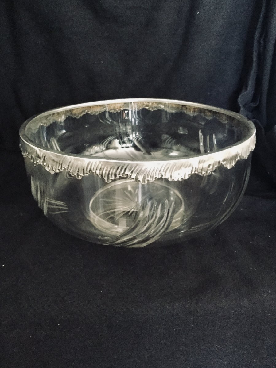 Salad Bowl In Crystal And Silver-photo-1