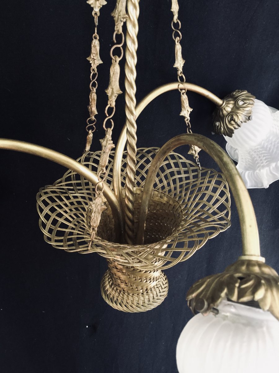 3-light Basket Bronze Chandelier-photo-2