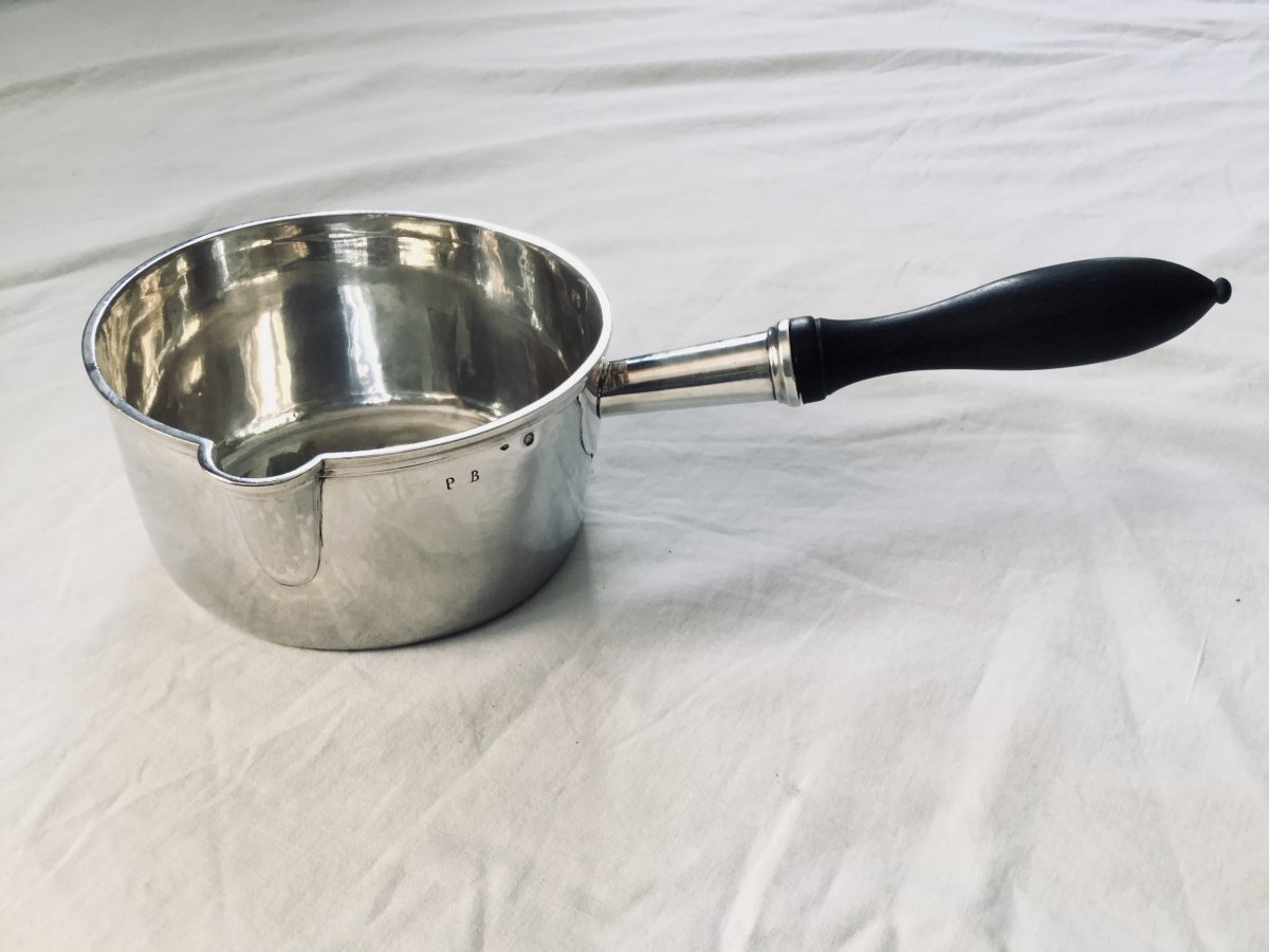 19th Century Silver And Ebony Saucepan