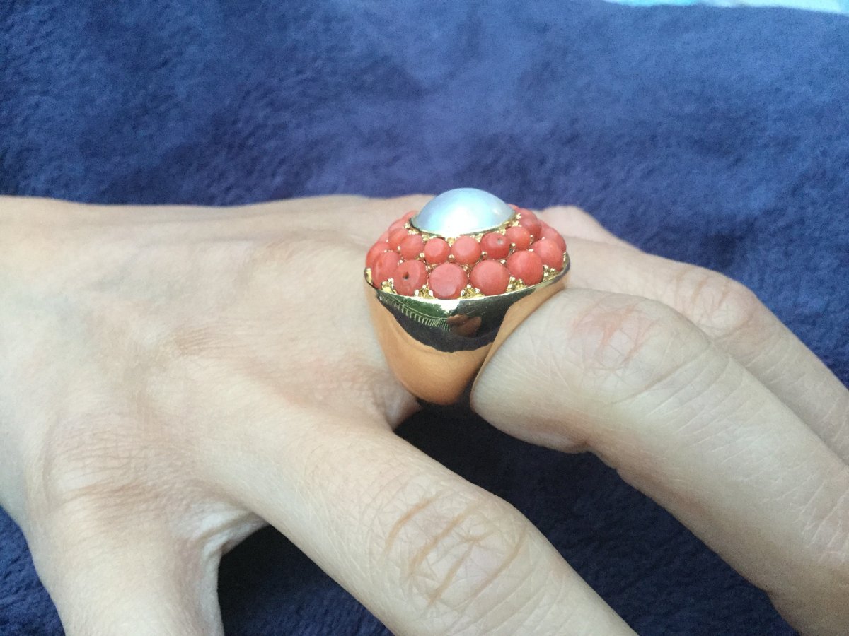 Pearl Gold And Coral Ring-photo-8