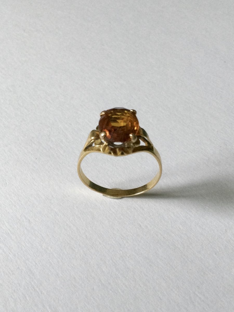 Bague En Or Jaune Et Citrine 