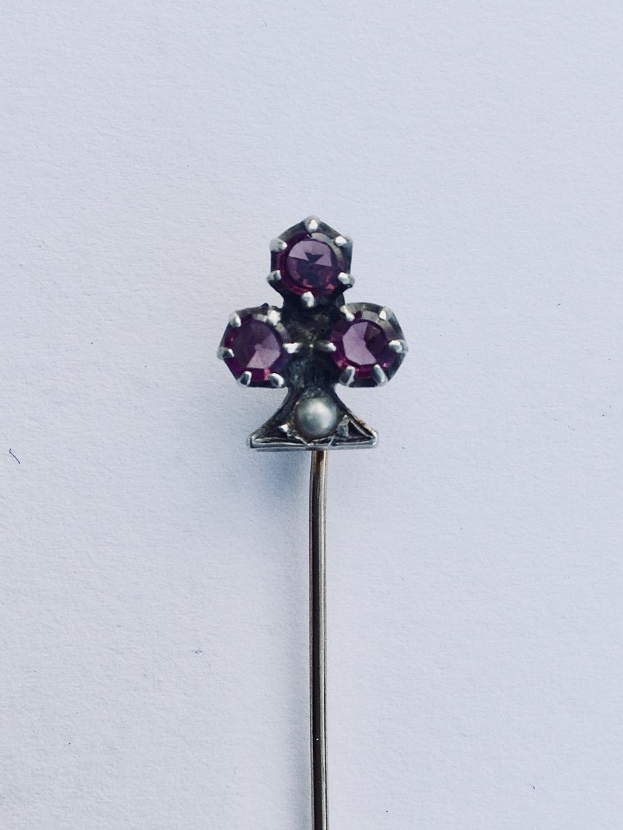 Tie Pin In Gold, Silver And Amethyst-photo-2