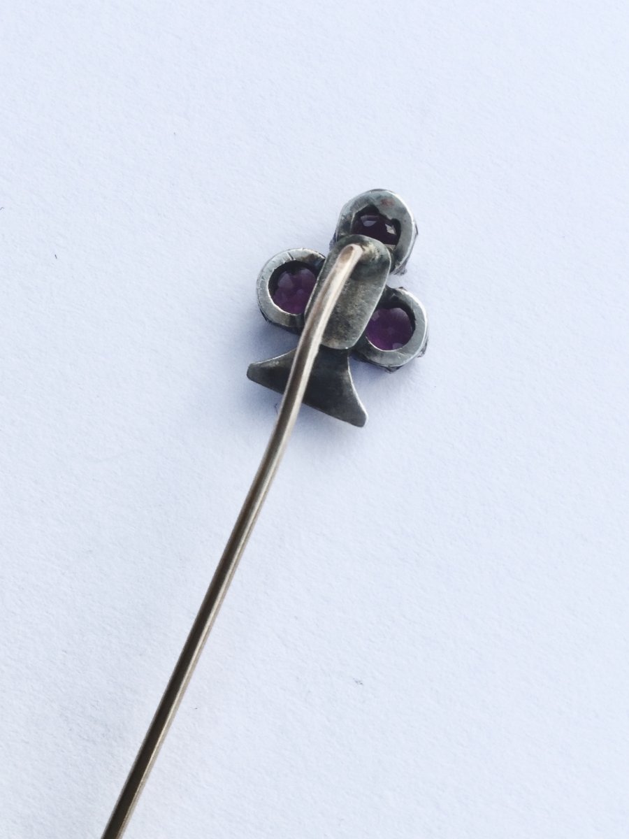 Tie Pin In Gold, Silver And Amethyst-photo-5