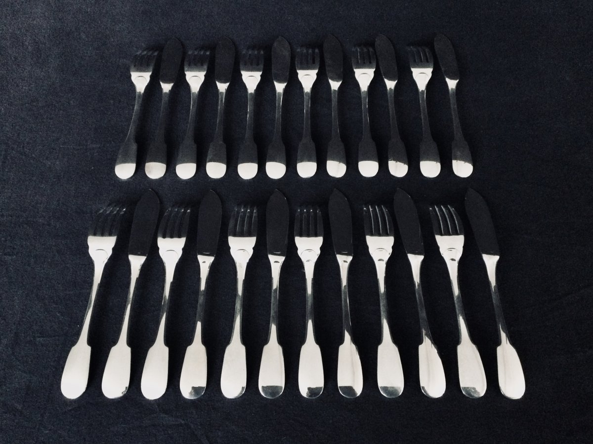 12 Christofle Fish Cutlery Cluny Model-photo-2