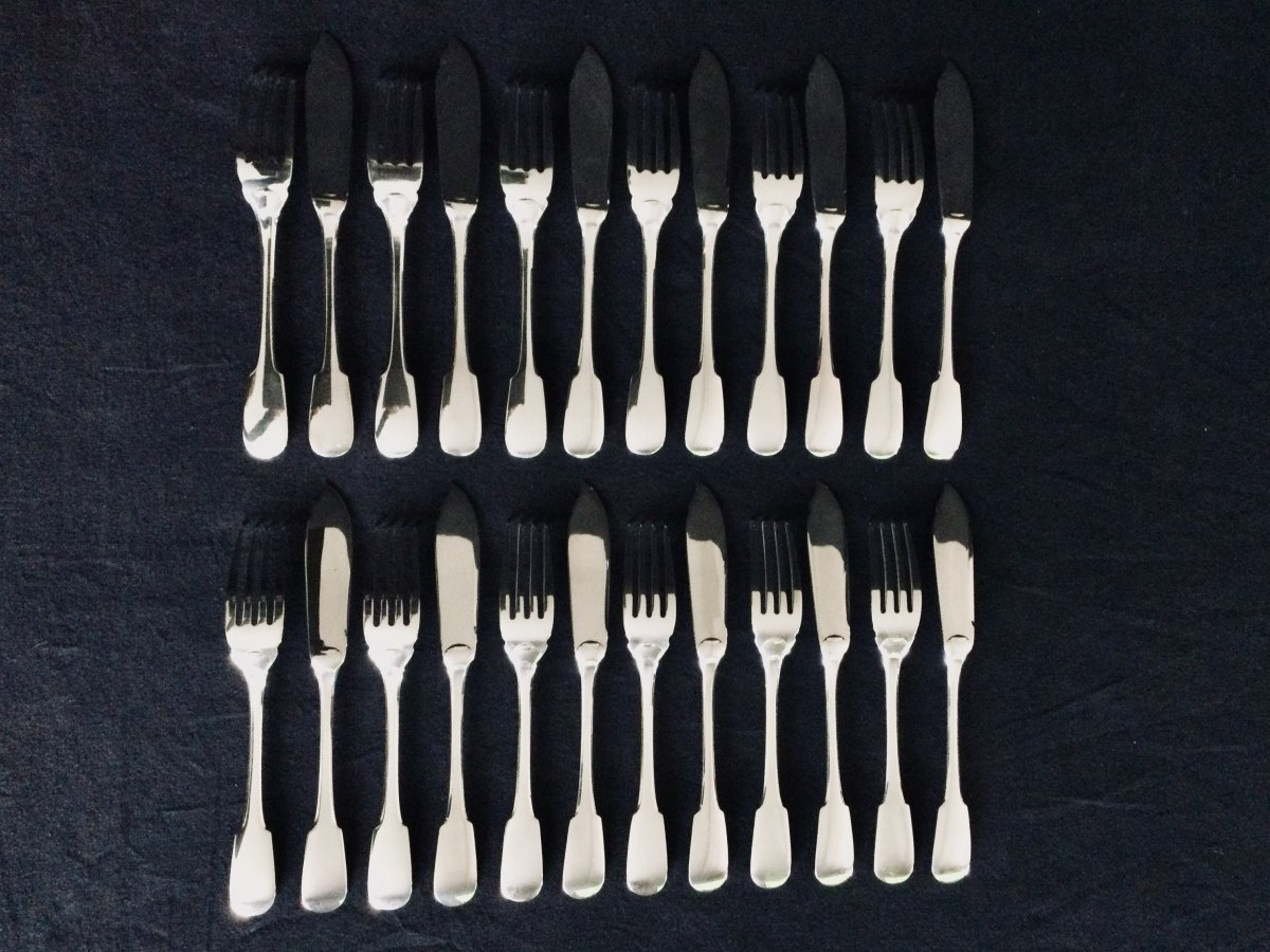 12 Christofle Fish Cutlery Cluny Model-photo-3