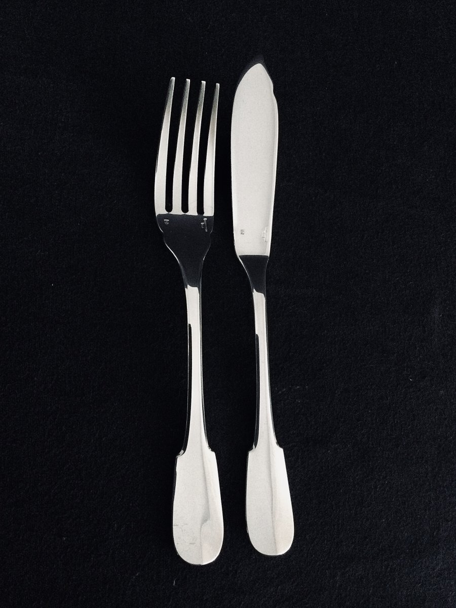 12 Christofle Fish Cutlery Cluny Model-photo-4