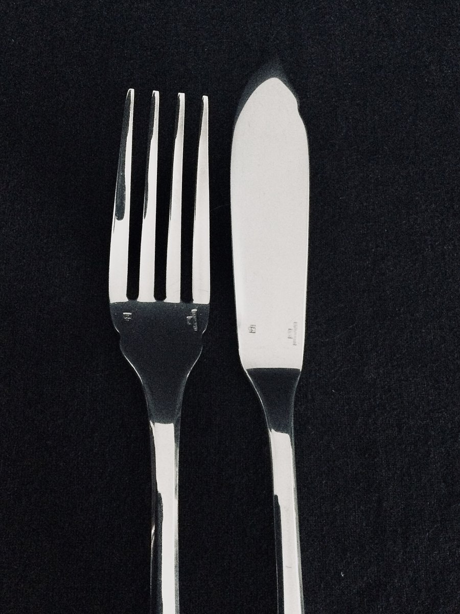 12 Christofle Fish Cutlery Cluny Model-photo-7