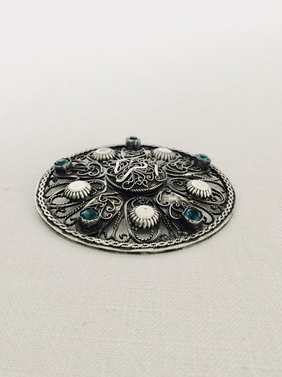 Brooch In Silver And Glassware-photo-6