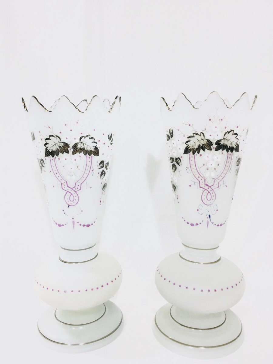 Paire De Vases En Opaline Napoléon III-photo-2