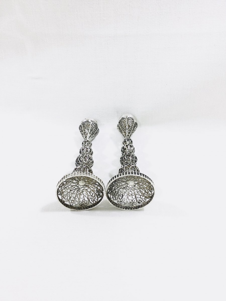 Paire De Petits Bougeoirs En Argent -photo-4