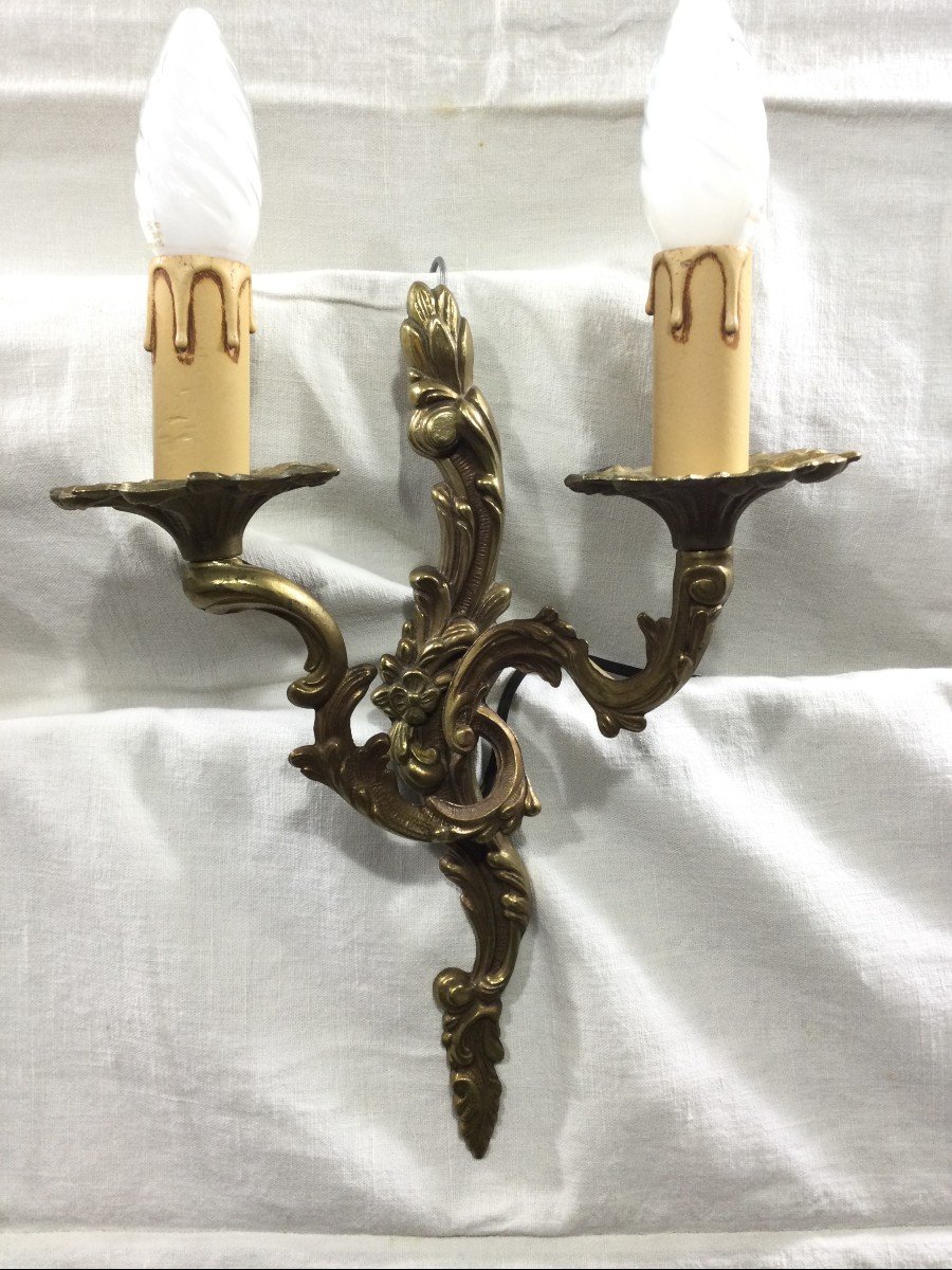 Pair Of Bronze Wall Lights Louis XV Style-photo-4