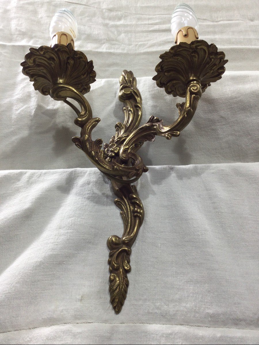 Pair Of Bronze Wall Lights Louis XV Style-photo-2