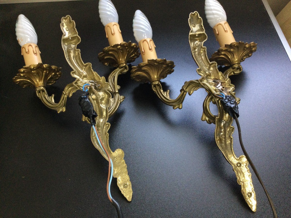 Pair Of Bronze Wall Lights Louis XV Style-photo-6