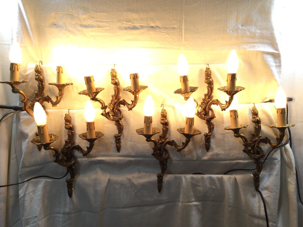 Pair Of Bronze Wall Lights Louis XV Style-photo-7