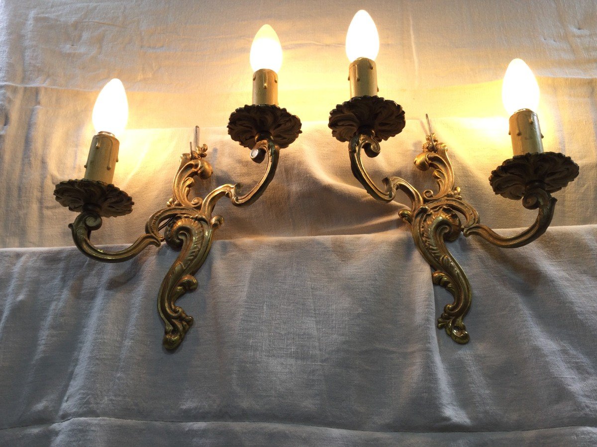 Pair Of Bronze Wall Lights Louis XV Style-photo-7